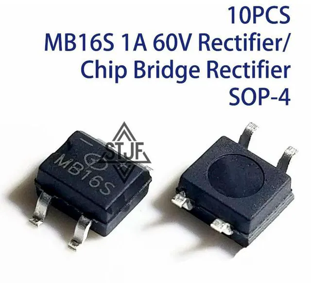 Main image of 10PCS MB16S 1A 60V Rectifier/Chip Bridge Rectifier SOP-4