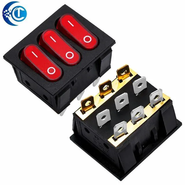 Alt view image 2 of 3 - 9-Pin Red Triple-Light KCD3-303 Switch (1PCS) - 16A/250V AC On-Off for Marine & Automotive Applications