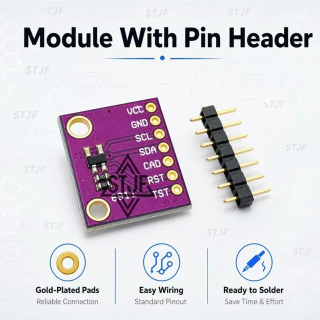 Alt view image 3 of 3 - MCU-9911 AK09911C Geomagnetic Hall Sensor Three-axis Compass Magnetometer Module