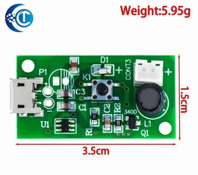 Alt view image 3 of 3 - Mini Humidifier DIY Kit (USB-Powered) - Mist Maker with Driver Circuit, Atomization Film & Oscillator Sheet