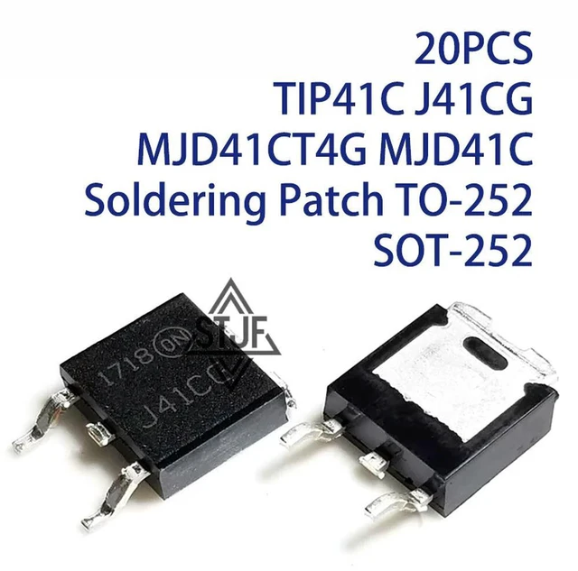 Main image of 20PCS TIP41C J41CG MJD41CT4G MJD41C Soldering Patch TO-252 SOT-252