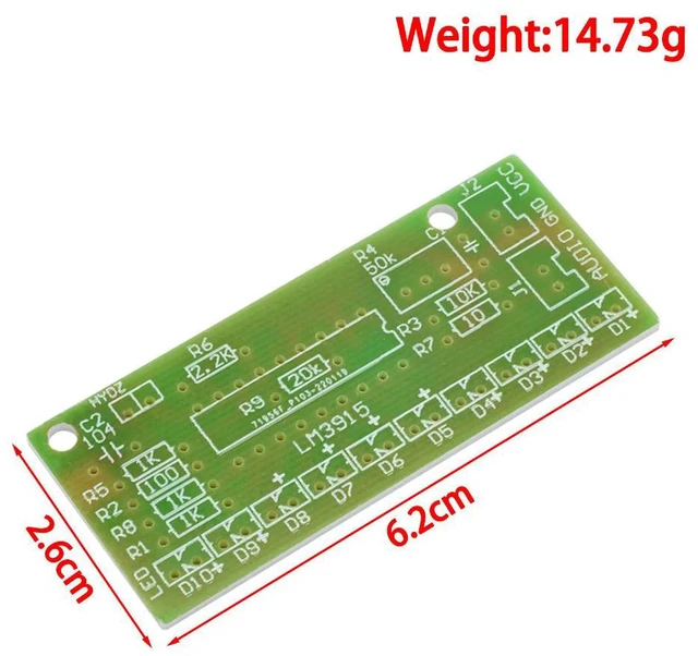 Main image of LM3915 Dot Bar Graph Audio Level Indicator VU Meter DIY Soldering Practice Kit for
