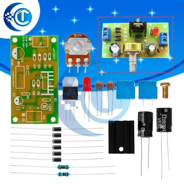 Alt view image 2 of 3 - Adjustable LM317 DC Power Supply DIY Kit, Continuously Adjustable Voltage Regulator Module for Electronic Learning Projects