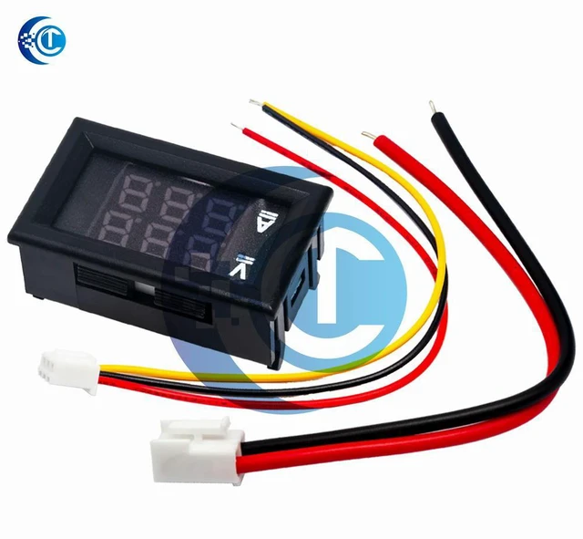 Alt view image 3 of 3 - DC Digital Dual Display Meter (Panel-Mount) 0-100V 10A, 0.28" Red/Blue LED Voltmeter Ammeter