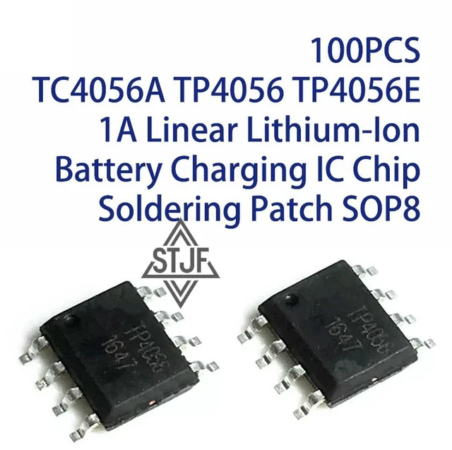 Main image of 100PCS TC4056A TP4056 TP4056E 1A Linear Lithium-Ion Charging IC Chip Soldering Patch SOP8