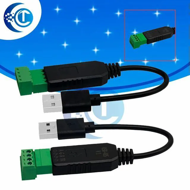 Main image of Industrial USB to RS485 Serial Converter Adapter with USB Extension Cable for PLC Programming & Industrial Automation