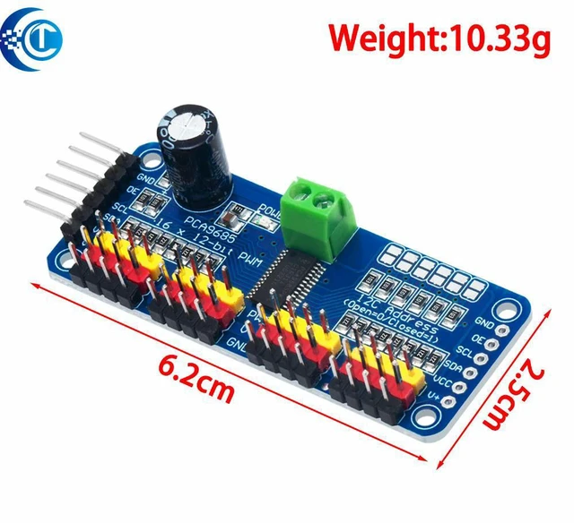 Alt view image 3 of 3 - CLT 16-Channel 12-Bit PWM/Servo Driver Module (1PCS): PCA9685 I2C Interface Compatible with Raspberry Pi Shield
