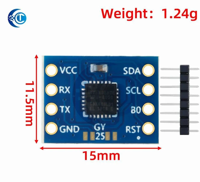 Alt view image 2 of 3 - MPU-6050 GY-25 Inclination Sensor Module - Direct Serial Port Angle Data Output for Tilt Measurement