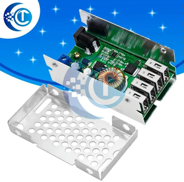 Alt view image 3 of 3 - DC-DC 9V/12V/24V/36V to 5V Step-Down Buck Converter, 5A 4-USB Output Power Supply Module with Aluminum Shell for Phones