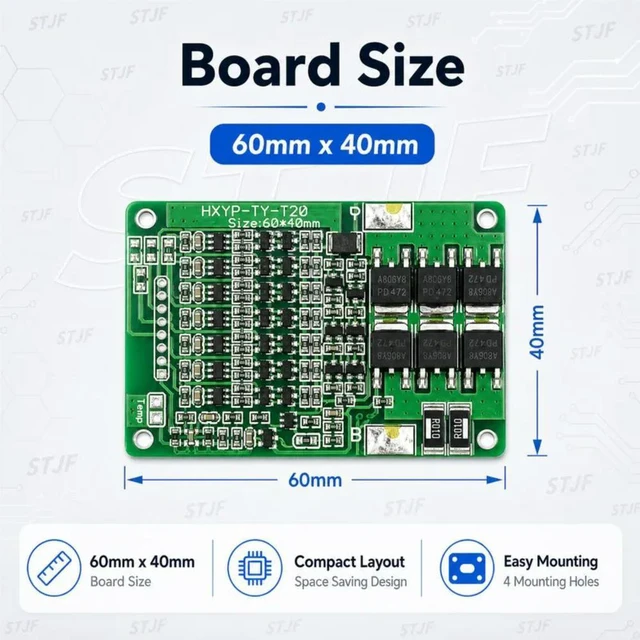 Alt view image 3 of 3 - STJF 7S 25.9V 29.4V 7S lithium protection plate with balanced charge and discharge protection 15A current limit