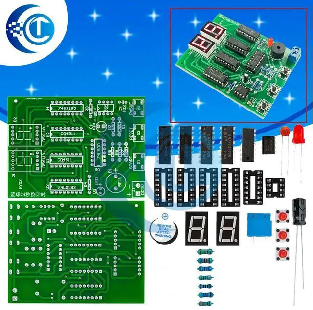 Alt view image 2 of 3 - STEM DIY 24-Second Shot Clock Kit 2-Digit LED Countdown Timer Module for Basketball Games & Educational Projects