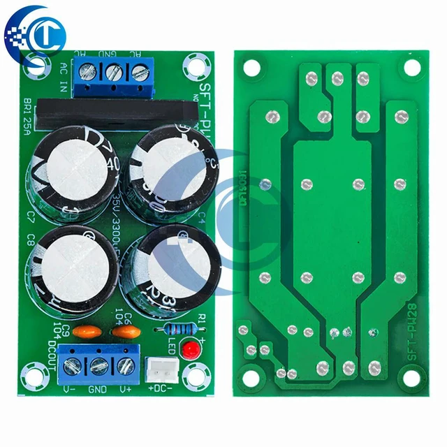Alt view image 3 of 3 - 25A High Current PW28 Dual Channel Rectifier Bridge Board, Flat Bridge Power Filter Module for Audio Amplifiers