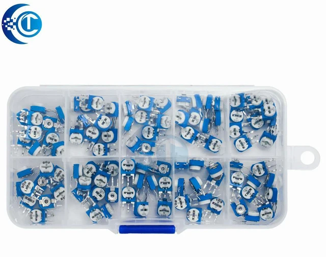 Alt view image 3 of 3 - RM063 Vertical Multiturn Trimmer Potentiometer Kit (100PCS) - 10 Values 5001M Adjustable Resistors