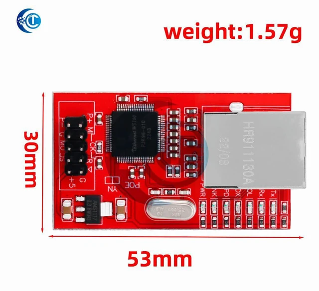 Alt view image 2 of 3 - Mini W5100 Network Ethernet Shield Module 3.3V/5V, LAN Expansion Board Compatible with for R3 Mega2560