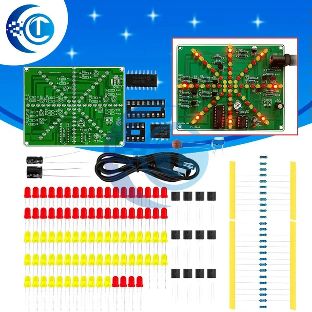 Alt view image 2 of 3 - DIY NE555 CD4017 LED Flasher Kit - Dual-Color Red Yellow Strobe Light Module for STEM Education
