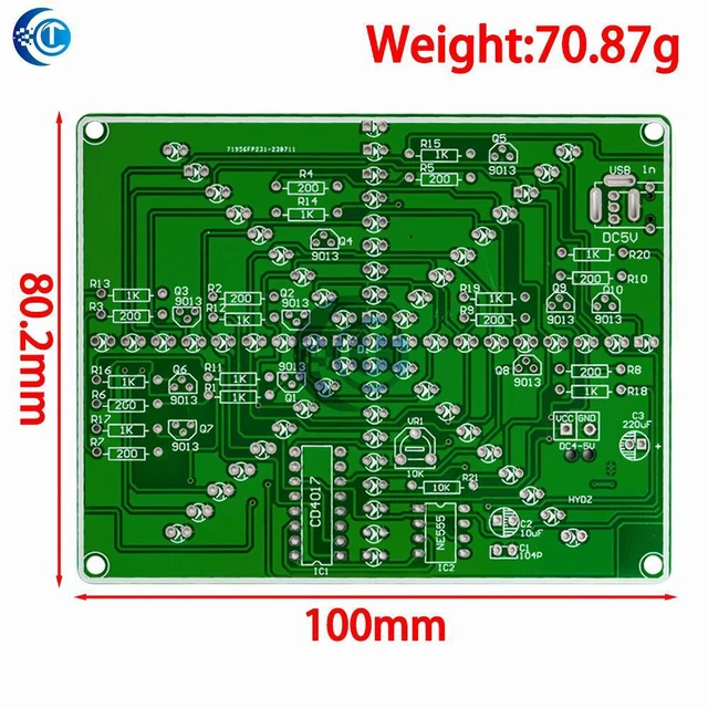 Alt view image 3 of 3 - DIY NE555 CD4017 LED Flasher Kit - Dual-Color Red Yellow Strobe Light Module for STEM Education