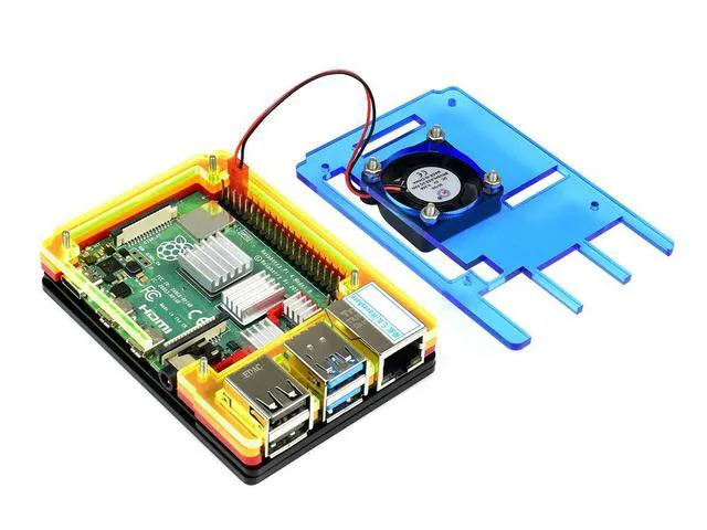 Alt view image 2 of 3 - Colorful Acrylic Case for Raspberry Pi 4, with Cooling Fan
