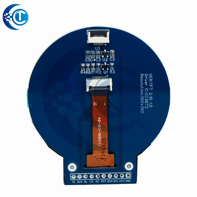 Alt view image 2 of 3 - 2.1" Circular TFT LCD Screen GC9B72 360×360 SPI Round Display Module for