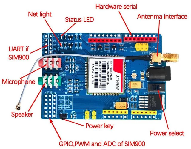 Alt view image 3 of 3 - 850/900/1800/1900 MHz SIM900 GPRS/GSM Board -FOR -Compatible Development Module