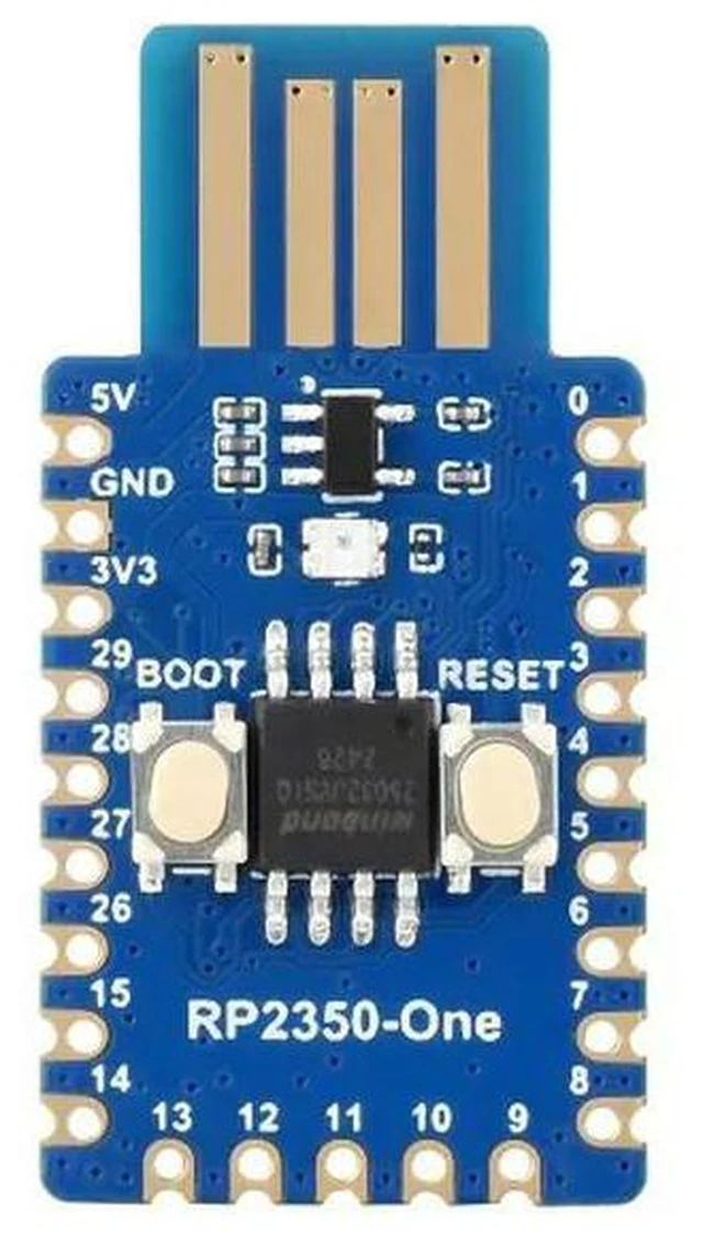 Main image of RP2350-One,Onboard PCB Type-A Plug,4MB Flash MCU Board Based On Raspberry Pi RP2350A Dual-core&Dual-architecture