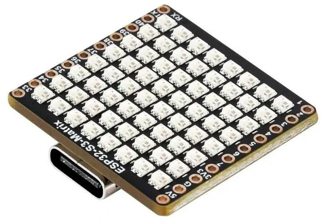 Alt view image 3 of 3 - ESP32-S3-Matrix Development Board, Onboard 8×8 RGB LED Matrix and QMI8658 6-Axis Sensor, supports Wi-Fi and Bluetooth