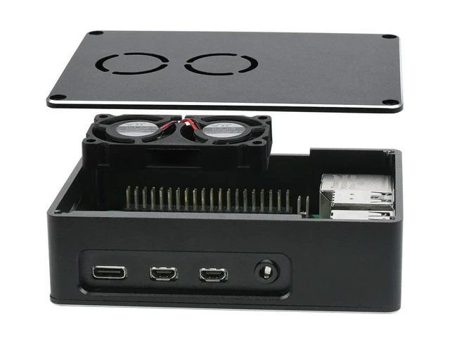 Alt view image 3 of 3 - Dual Fan Case for Raspberry Pi 4, Dull-Polish Surface