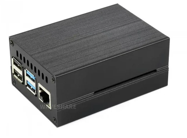 Main image of Stripe Aluminum Cooling Case for Raspberry Pi 4, Built-In Active Radiator with Fins