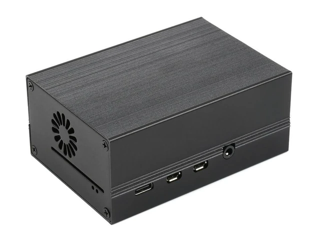 Alt view image 3 of 3 - Stripe Aluminum Cooling Case for Raspberry Pi 4, Built-In Active Radiator with Fins