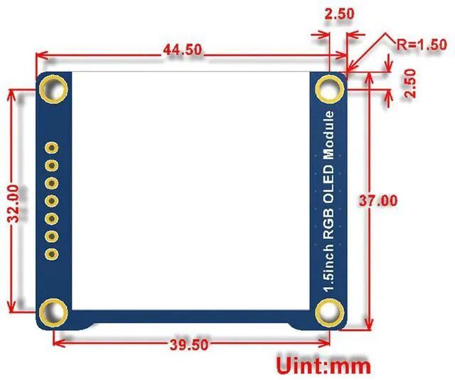 Main image of 1.5inch RGB OLED Module,Display Module,65K RGB Colors, 128×128, SPI