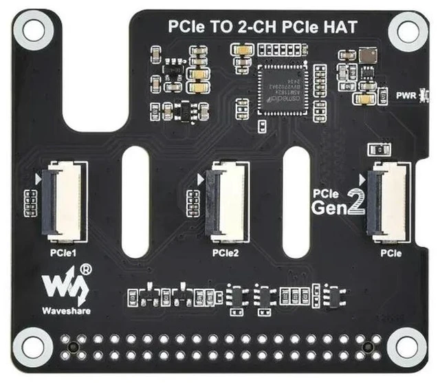 Alt view image 2 of 3 - 2-Ch PCIe FFC Adapter Board For Raspberry Pi 5,Expands 2-Ch PCIe FFC Connectors,PCIe TO 2-CH PCIe HAT,
