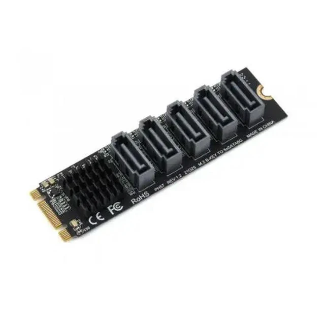 Alt view image 2 of 2 - M2-SATA-5P M.2 NGFF SATA to 5-Ch SATA3 Expander, JMB575 control chip