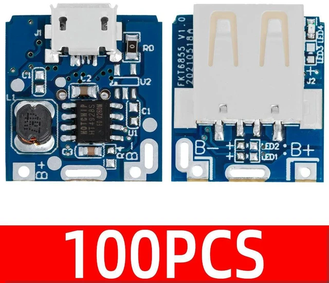Main image of 100PCS 5V LED Display Boost Power Module 134N3P Micro LiPo Charger with USB & Protection Board