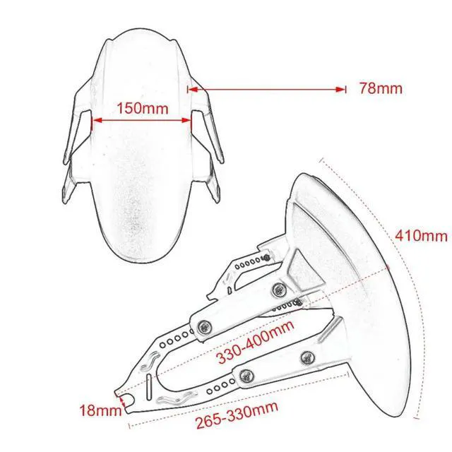 Alt view image 3 of 3 - For Motorcycle Horizon Modified Rear Fender Tire Mud Tile Water Retaining Accessories