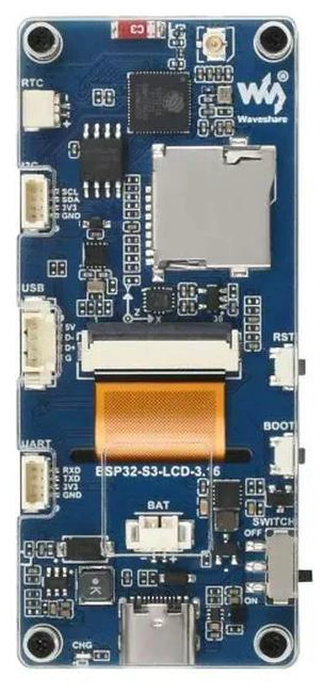 Alt view image 2 of 3 - ESP32-S3-LCD-3.16,3.16inch Display Development Board, 320×820 Pixels, 262K Color, 32-bit LX7 Dual-core Processor, Up