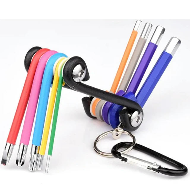 Alt view image 2 of 3 - For 9-Piece Color Hexagon Wrench, Multifunctional Screwdriver Hexagon Wrench, Color Folding 2pcs