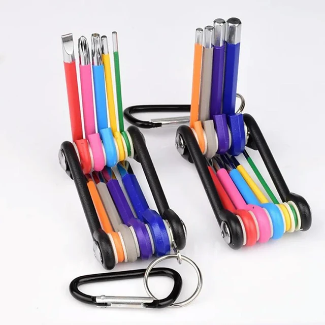 Alt view image 3 of 3 - For 9-Piece Color Hexagon Wrench, Multifunctional Screwdriver Hexagon Wrench, Color Folding 2pcs
