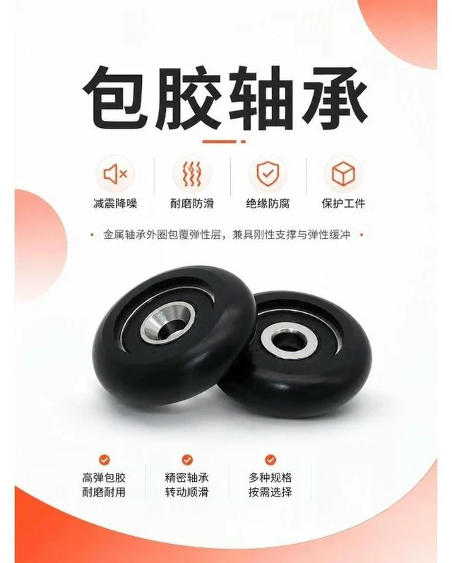Alt view image 3 of 3 - For 3D Printer with Screw Pulley Bearing 6000ZZ Polyurethane Rubber-coated External Thread Bearing