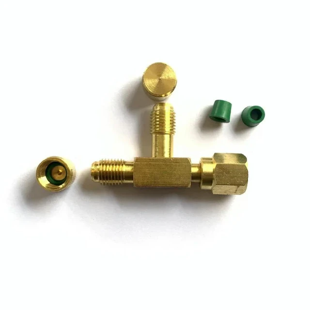 Alt view image 2 of 3 - Air Conditioning and Refrigeration Equipment Three-way Valve, Liquid Filling Tool, Leak Detection Valve Copper Tee with Sealing