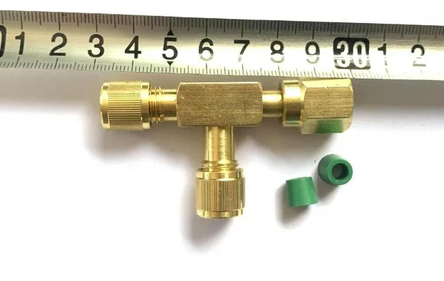 Alt view image 3 of 3 - Air Conditioning and Refrigeration Equipment Three-way Valve, Liquid Filling Tool, Leak Detection Valve Copper Tee with Sealing