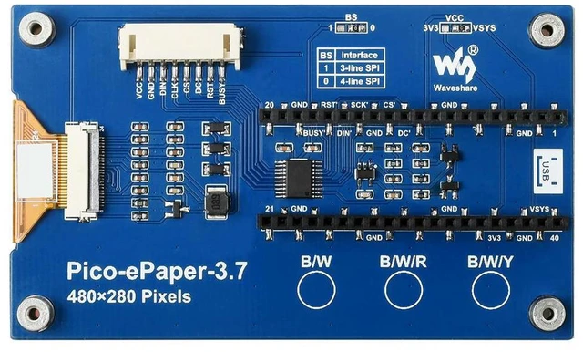 Main image of Hot Sale Raspberry Pi Pico4 Grayscale SPI 3.7inch E Paper E Ink Display Module Expansion Module