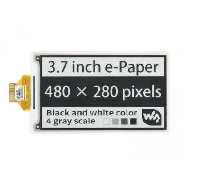 Alt view image 3 of 3 - 3.7inch e-Paper e-Ink Raw Display, 480×280, Black / White, 4 Grey Scales, SPI, Without PCB