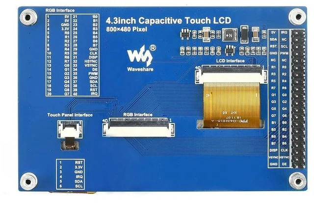 Alt view image 3 of 3 - 4.3inch Capacitive Touch LCD Display Panel 800*480 Pixels Resolution 24-bit RGB Fast Refreshing