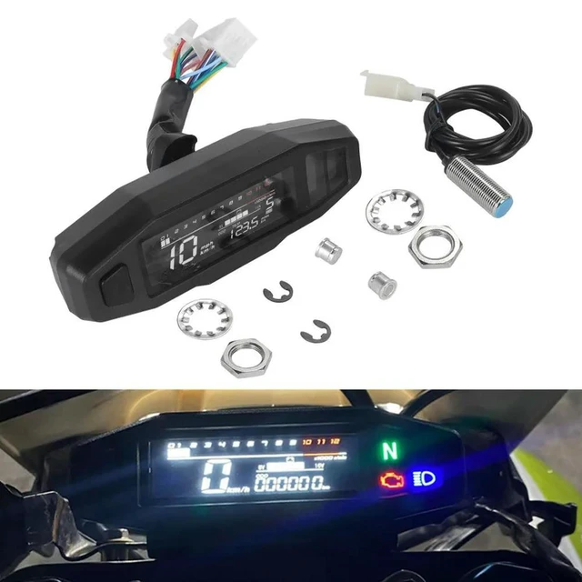 Alt view image 2 of 3 - Motorcycle Instrument Modification Universal Liquid Crystal Electronic Multi-function Speedometer Rotational Speed Oil Meter