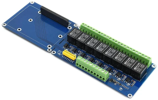 Alt view image 2 of 3 - Raspberry Pi 8-ch Relay Expansion Board Loads up to 5A 250V AC or 5A 30V DC