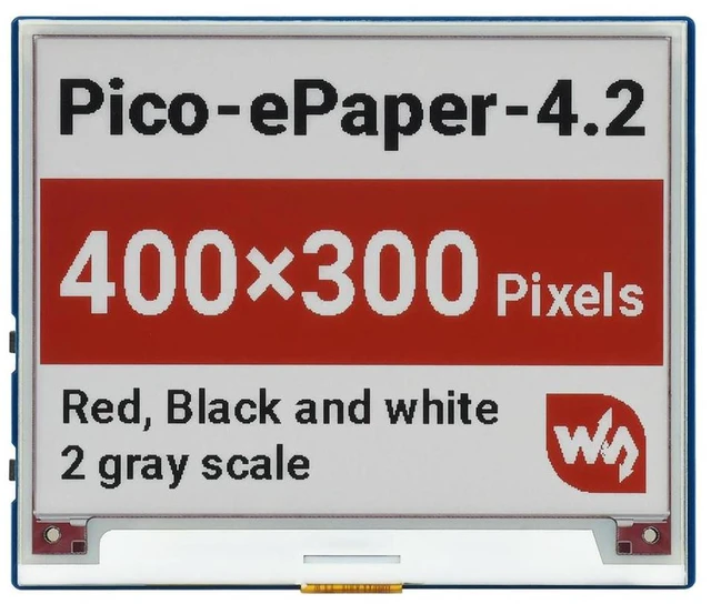 Alt view image 2 of 3 - 4.2inch E-Paper E-Ink Display Module (B) for Raspberry Pi Pico 400X300 Red / Black / White SPI,Pico-ePaper-4.2-B