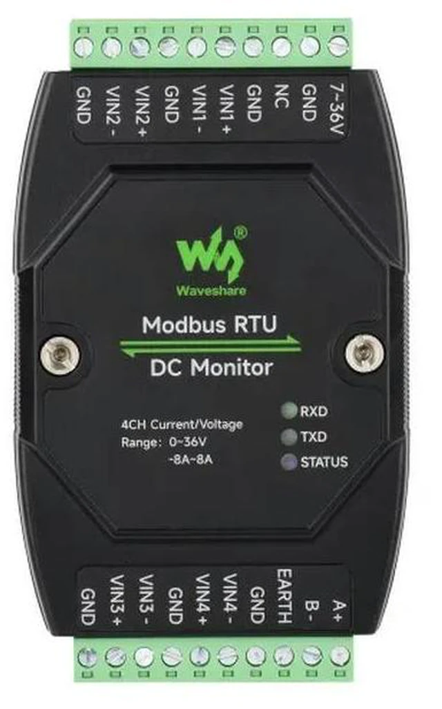 Alt view image 3 of 3 - Modbus RTU DC Monitor,ndustrial 4-Ch DC Monitoring Module,16-bit High-Precision Acquisition,Supports Voltage and Curre