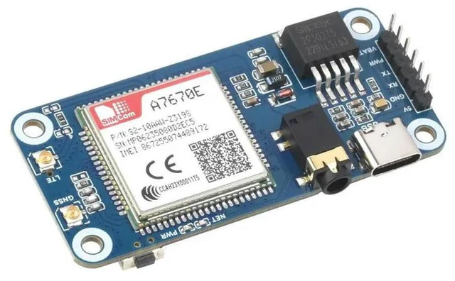 Alt view image 2 of 2 - Cat-1/GSM/GPRS/GNSS HAT for Raspberry Pi, Based On A7670E module, LTE Cat-1 / 2G support, GNSS positioning