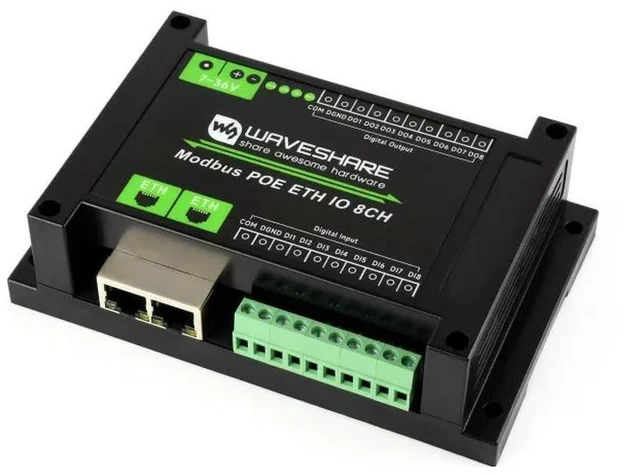 Alt view image 3 of 3 - Modbus POE ETH IO 8CH,Industrial 8-Ch Ethernet Digital Input/Output Module, Modbus RTU / TCP Protocol,Supports PoE