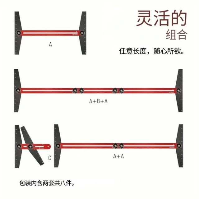 Alt view image 3 of 3 - For Aluminum Alloy Multi-functional Decoration Woodworking Staircase Measuring Ruler, Adjustable Multi-angle, Scribing Ruler