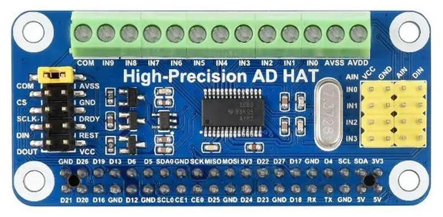 Alt view image 2 of 3 - High-Precision AD HAT For Raspberry Pi, ADS1263 10-Ch 32-Bit ADC